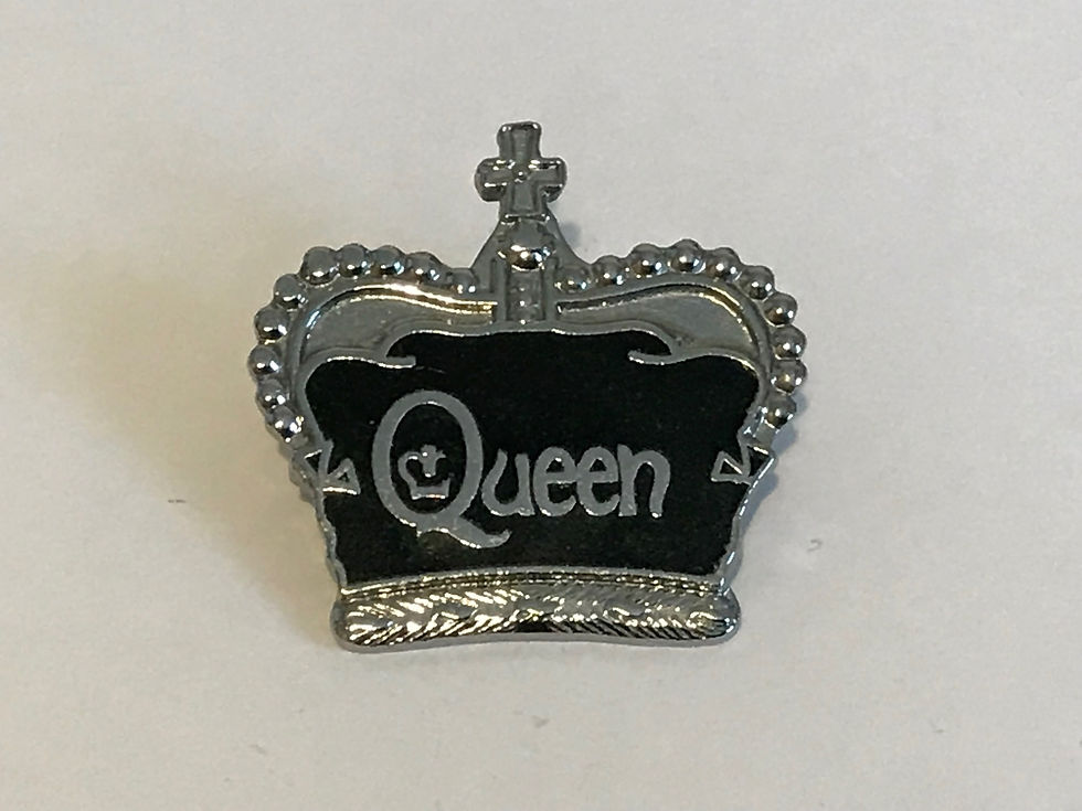 Vintage Queen Black Crown Enamel Badge Front