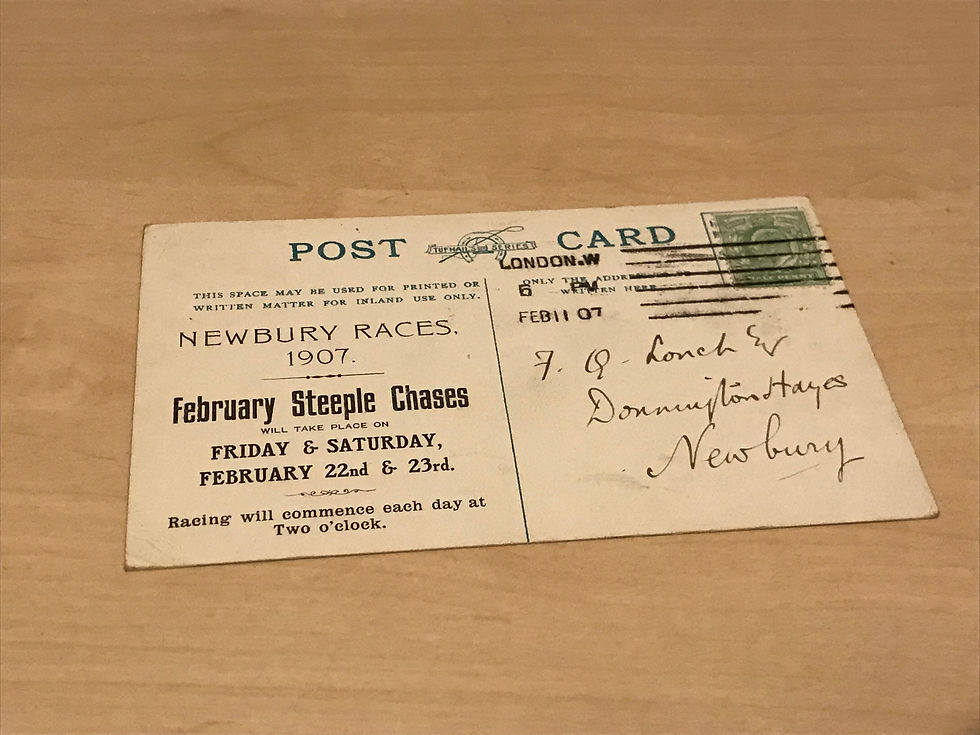 1907 Newbury Races Advertising Postcard February Steeple Chases Back