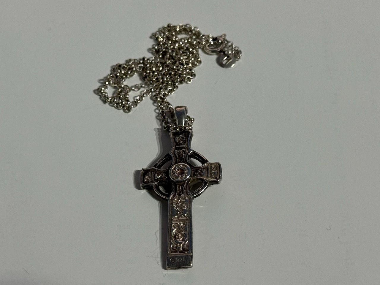 Vintage .925 Silver Celtic Cross Pendant & Chain