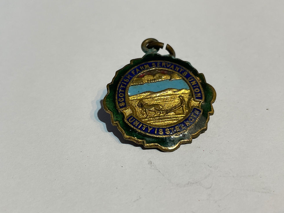 Rare Vintage Scottish Farm Servants Union Enamel Fob Close