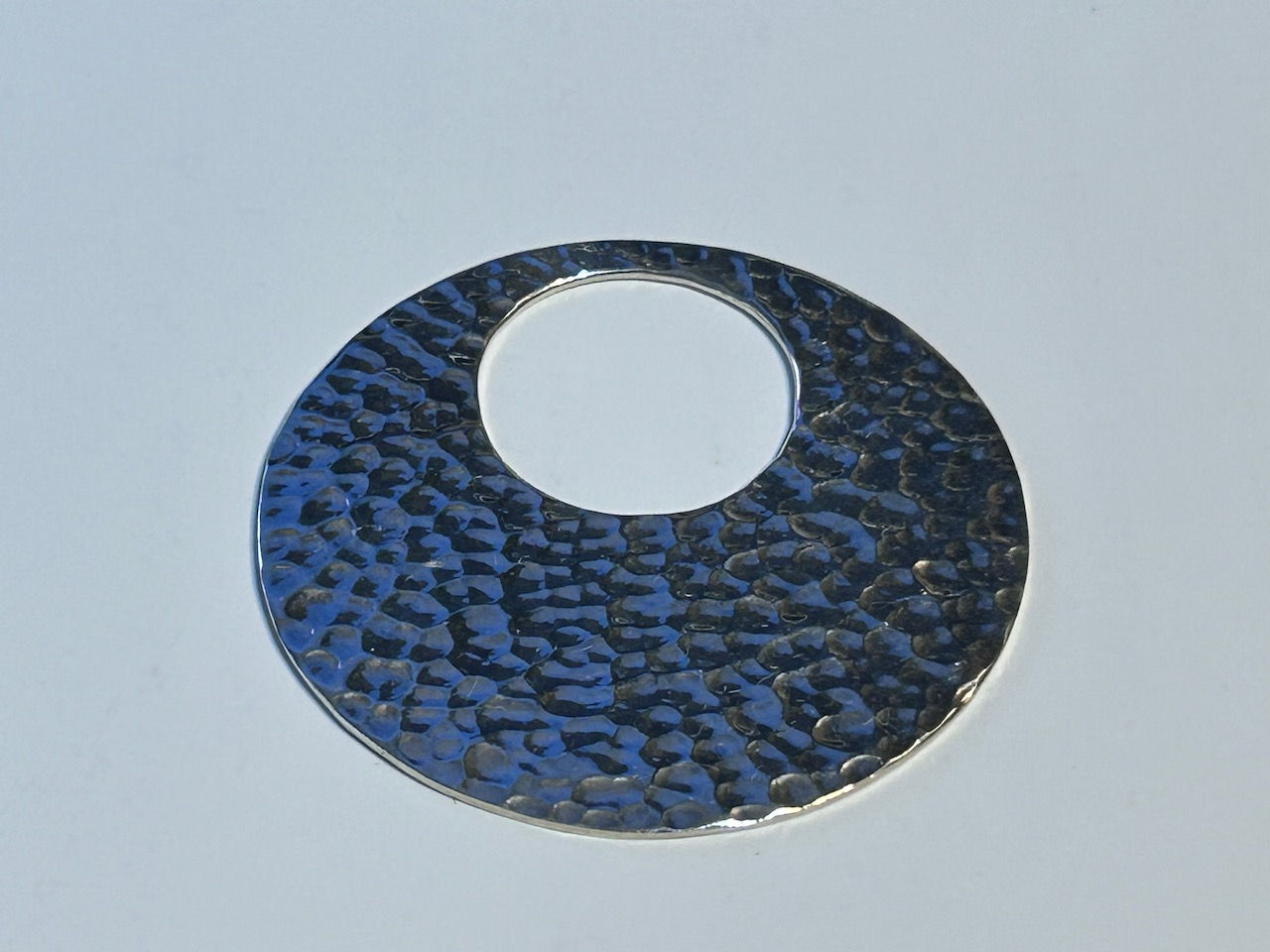Large Heavy .925 Silver Hammered Style Circular Pendant