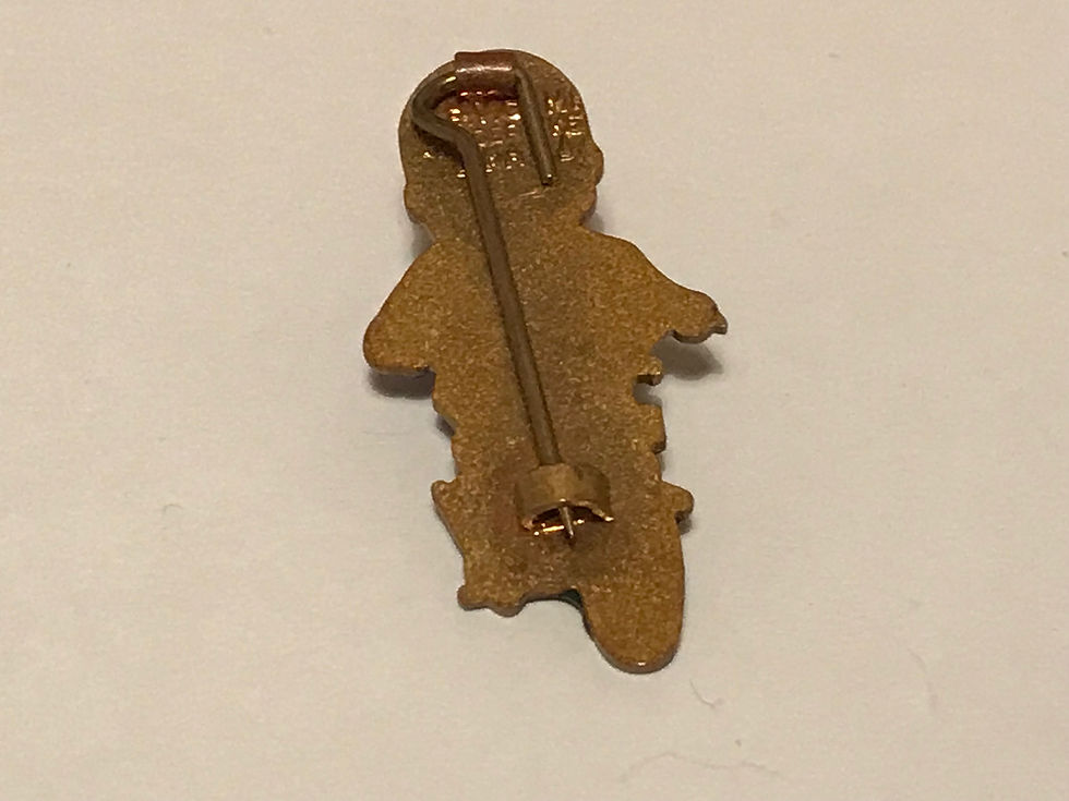 Robertsons Motorcycle Golly Enamel Badge by Gomm Back