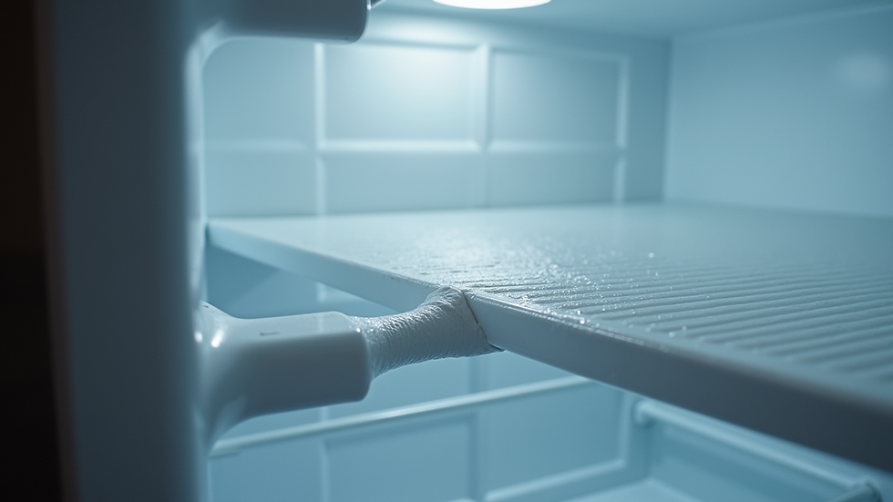 Close-up view of a GE refrigerator coil being cleaned