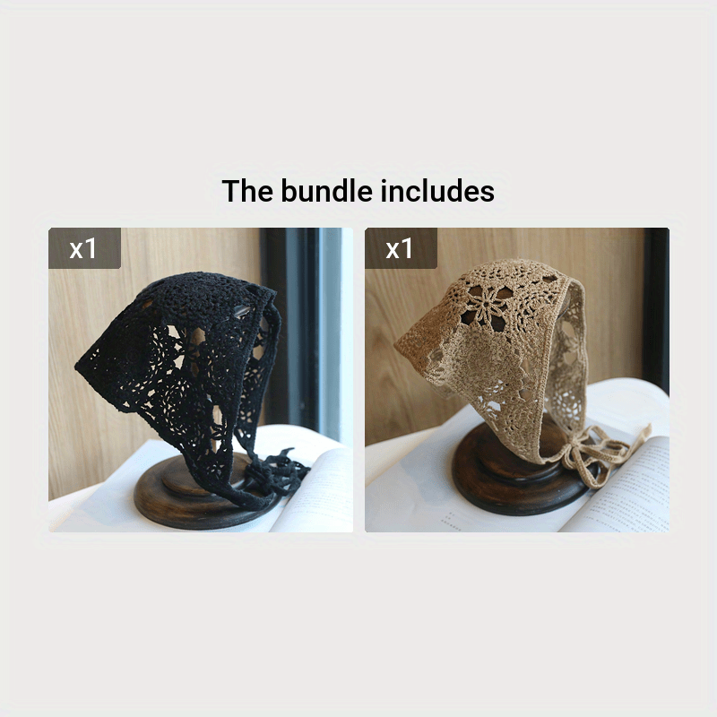 Miniature : Foulard triangulaire crochet style bohème.