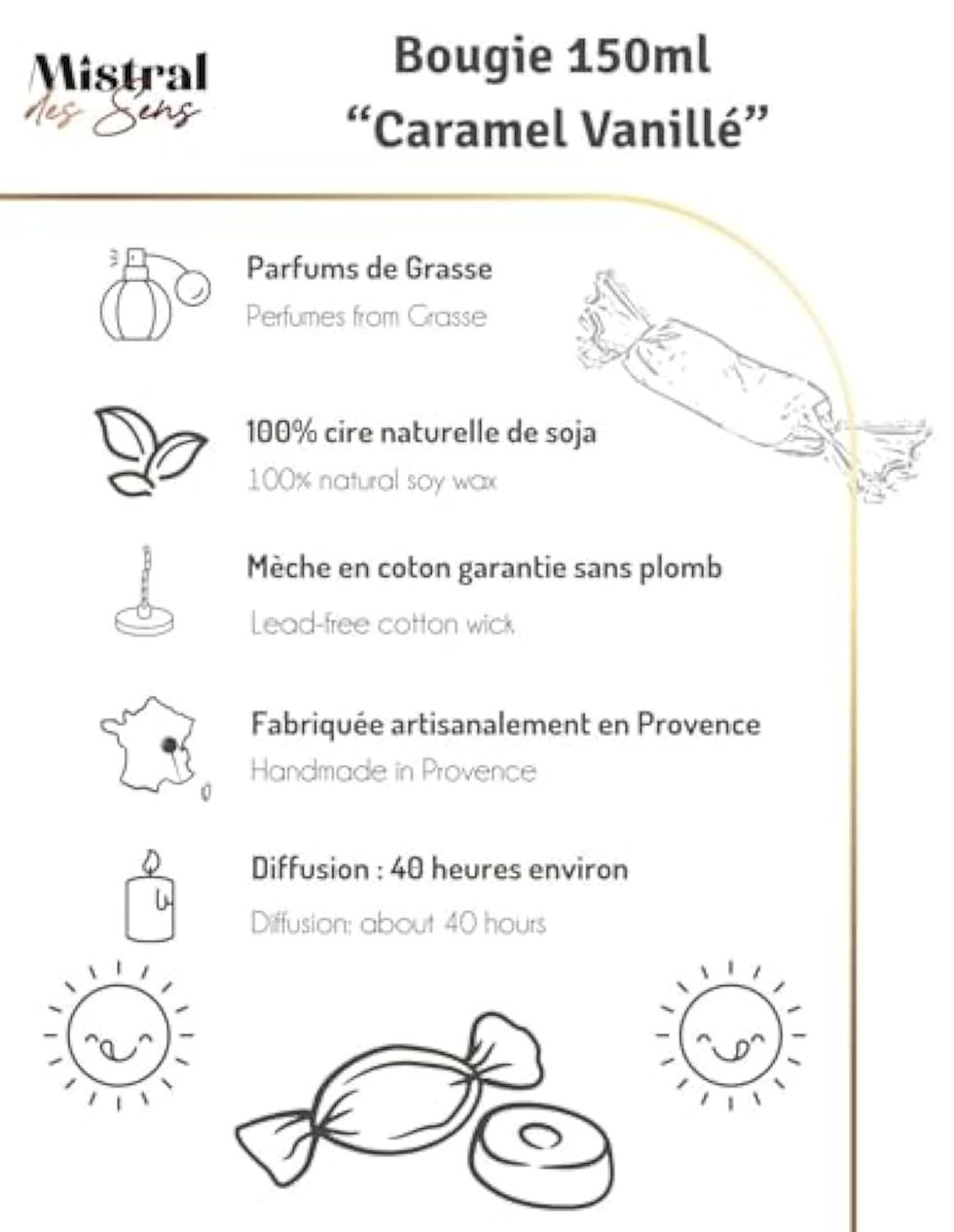Miniature : BOUGIE  ARTISANALE "CARAMEL VANILLÉ" 