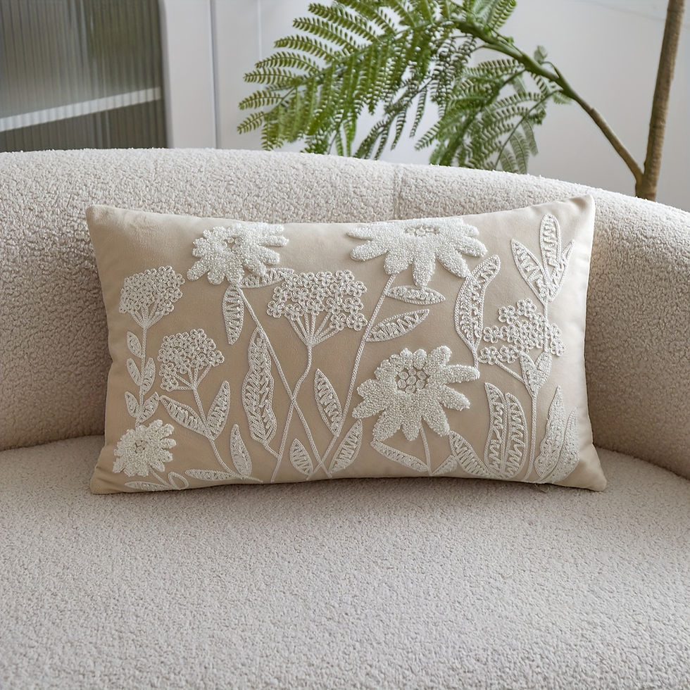 Miniature : HOUSSE DE COUSSIN   EN VELOURS BRODÉE DE FLEURS