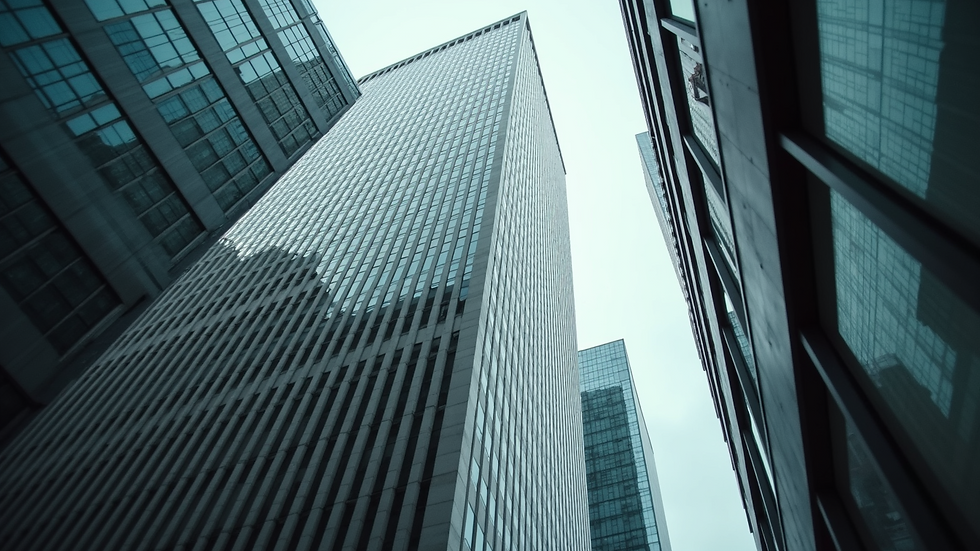 High angle view of an urban office building