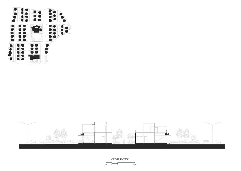 Architectural cross section with design elements and the text 'CROSS SECTION' visible.