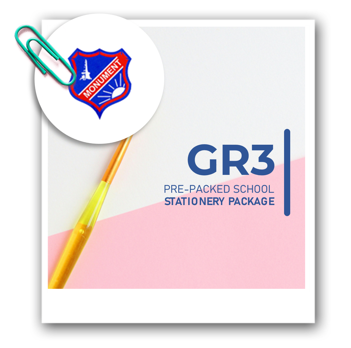 Monument Primary School Stationery Pre-Packed Package  - Gr3