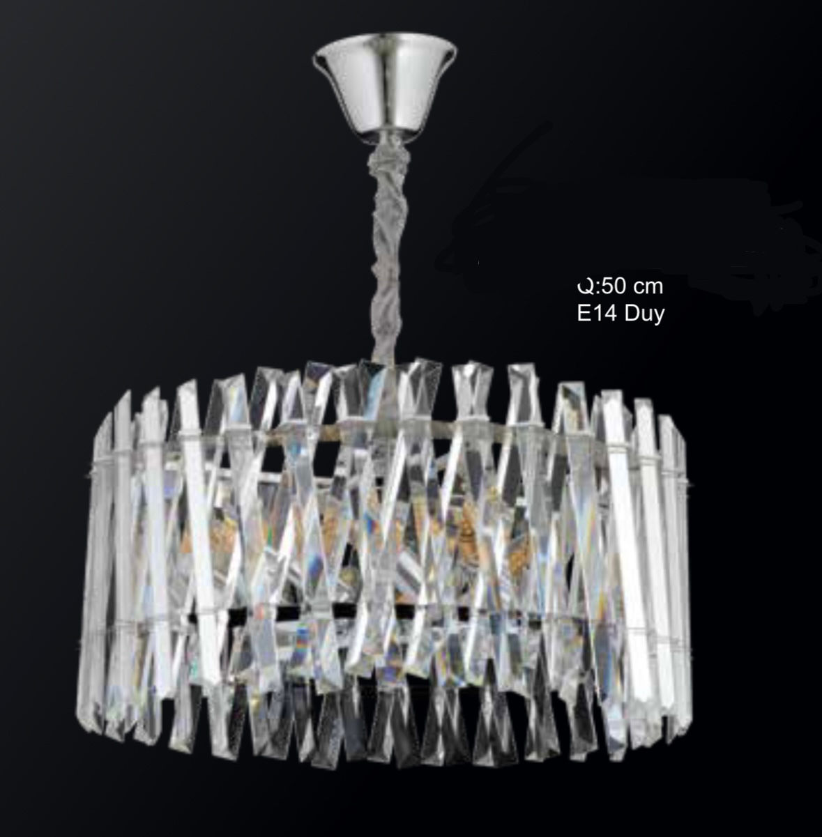 Çapraz taşlı avize 50 cm çaplı 