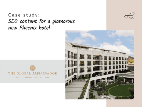 We wrote glamorous SEO content as part of the hotel website marketing for smart new opening The Global Ambassador