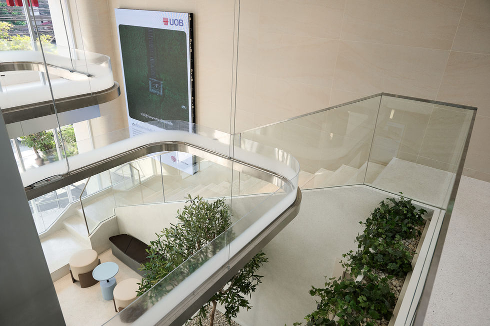 uob raying sustainability bank branch thailand silver award leed leeds recycle materials new banking bankexperience interior design bankdesign