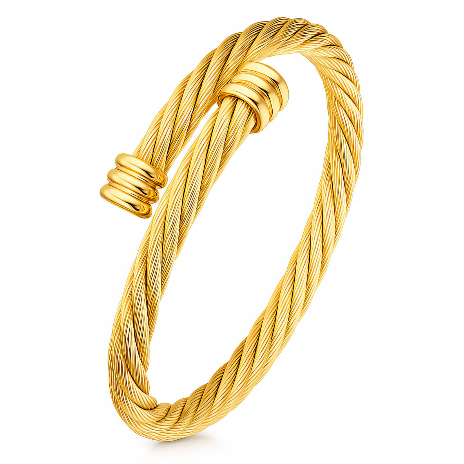 Twisted Rope Gold-Plated Stainless Steel Bracelet