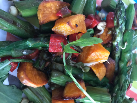 SWEET POTATO, PUMPKIN, ASPARAGUS & PEA SALAD