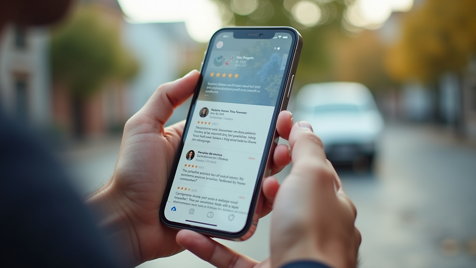 Close-up view of a smartphone screen displaying customer reviews for a home service business