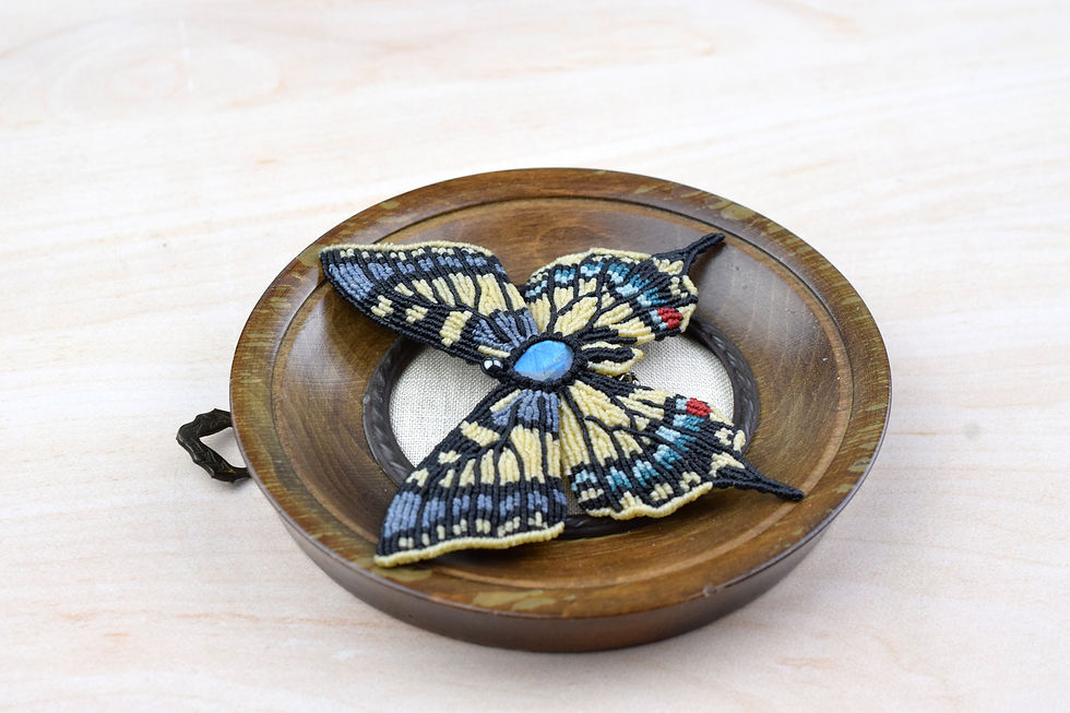 Miniature : (Broche) Papillon dans son cadre - Machaon - Labradorite