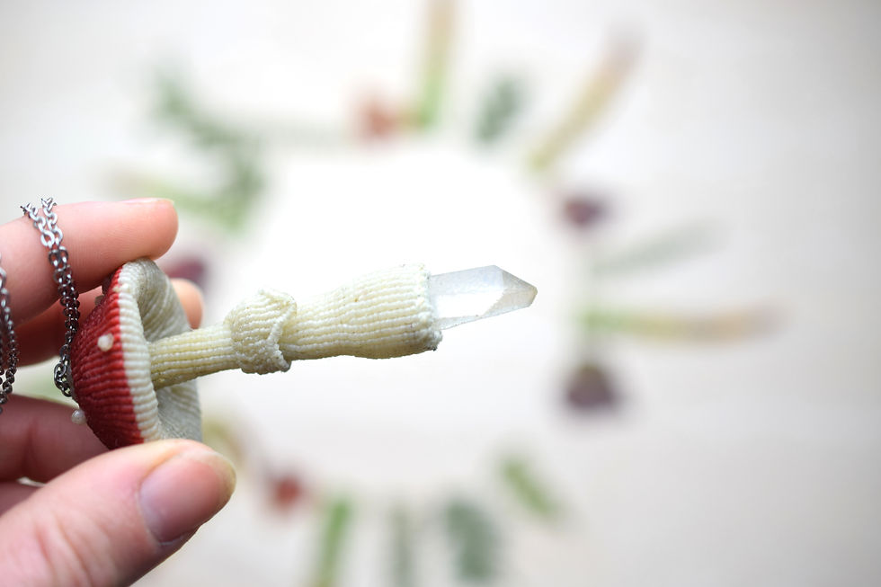 Miniature : Pendentif Champignon - Amanite tue-mouche - Cristal de quartz