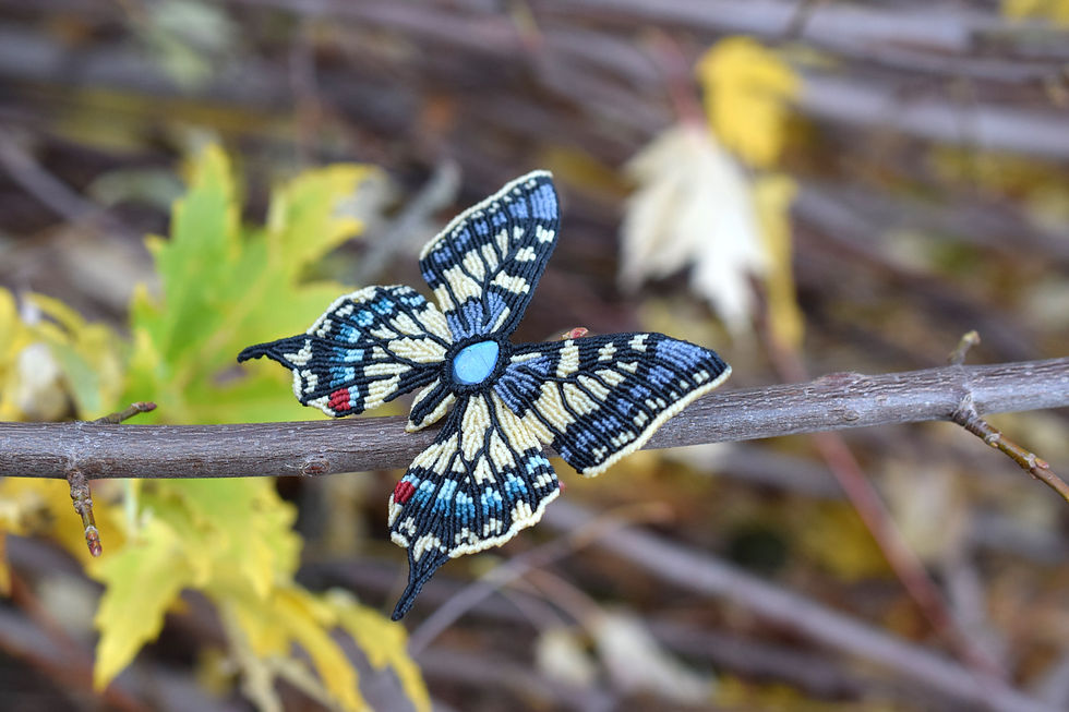 Miniature : (Broche) Papillon dans son cadre - Machaon - Labradorite