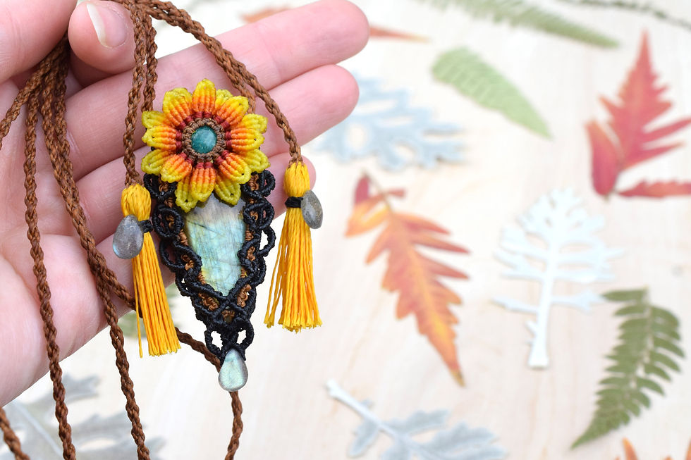 Miniature : Pendentif tournesol - Labradorite et Amazonite
