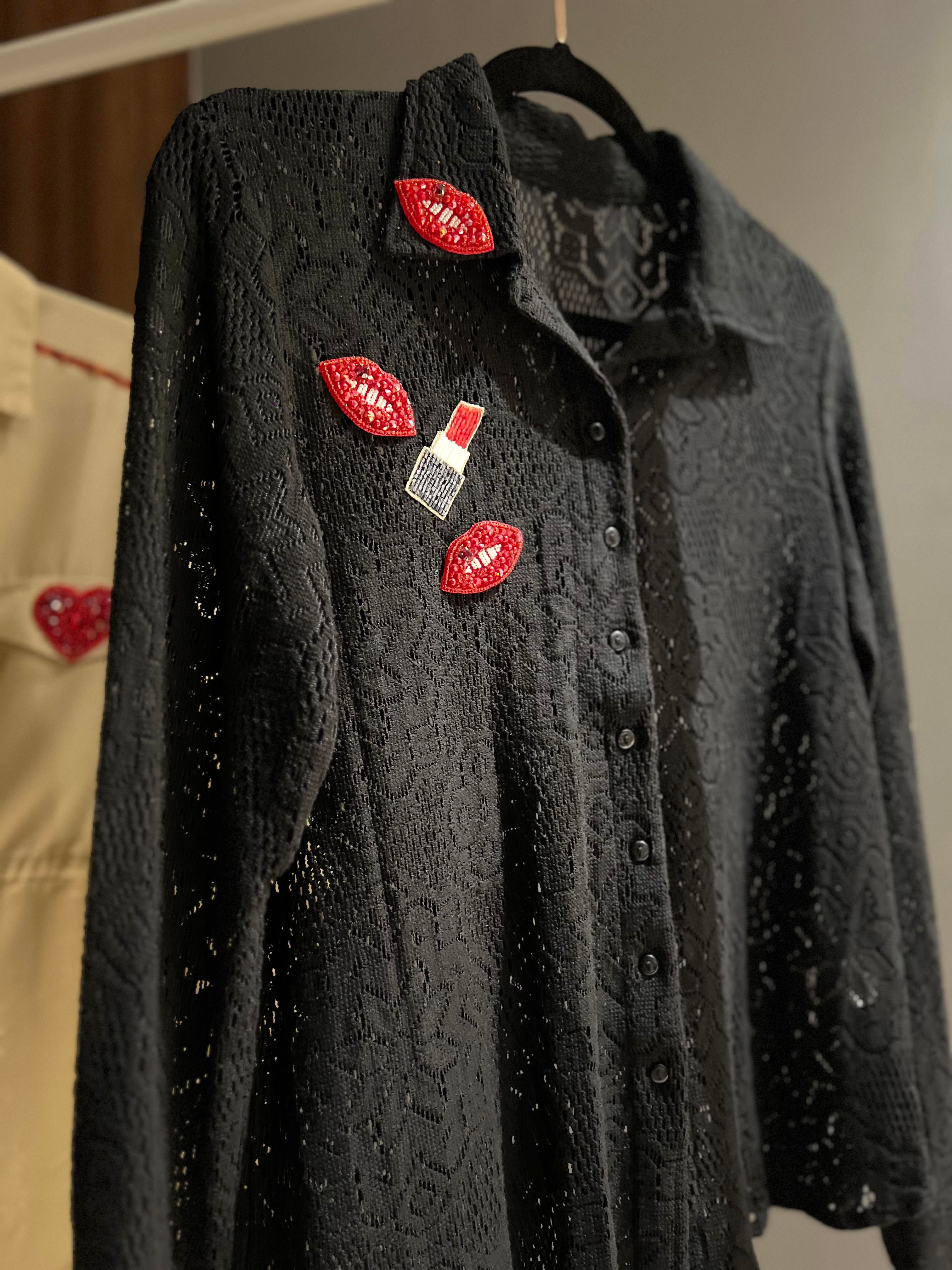 Lipstick Crochet Shirt