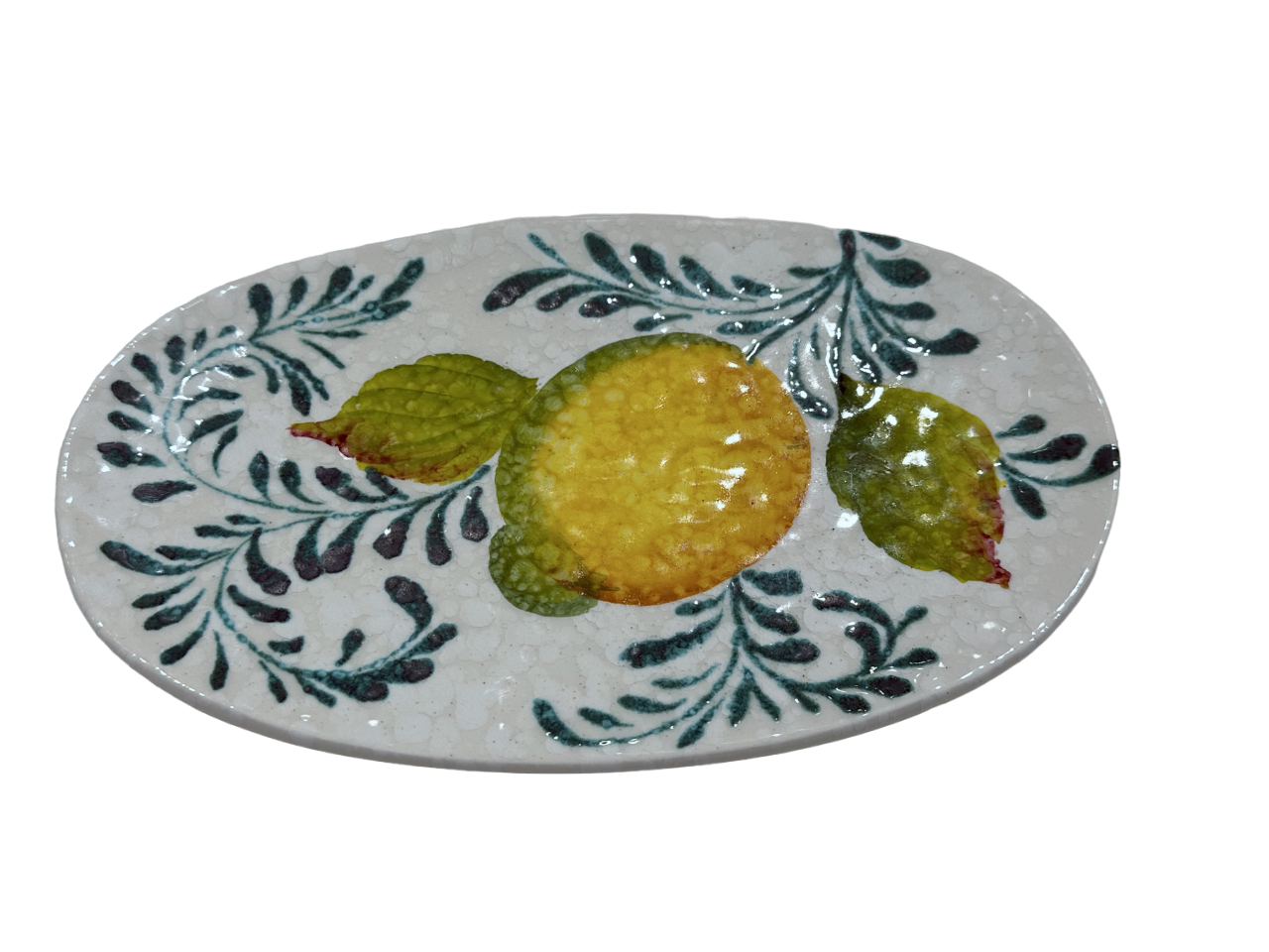 Vassoio ovale 21x10 cm decoro arabesco verde ramina