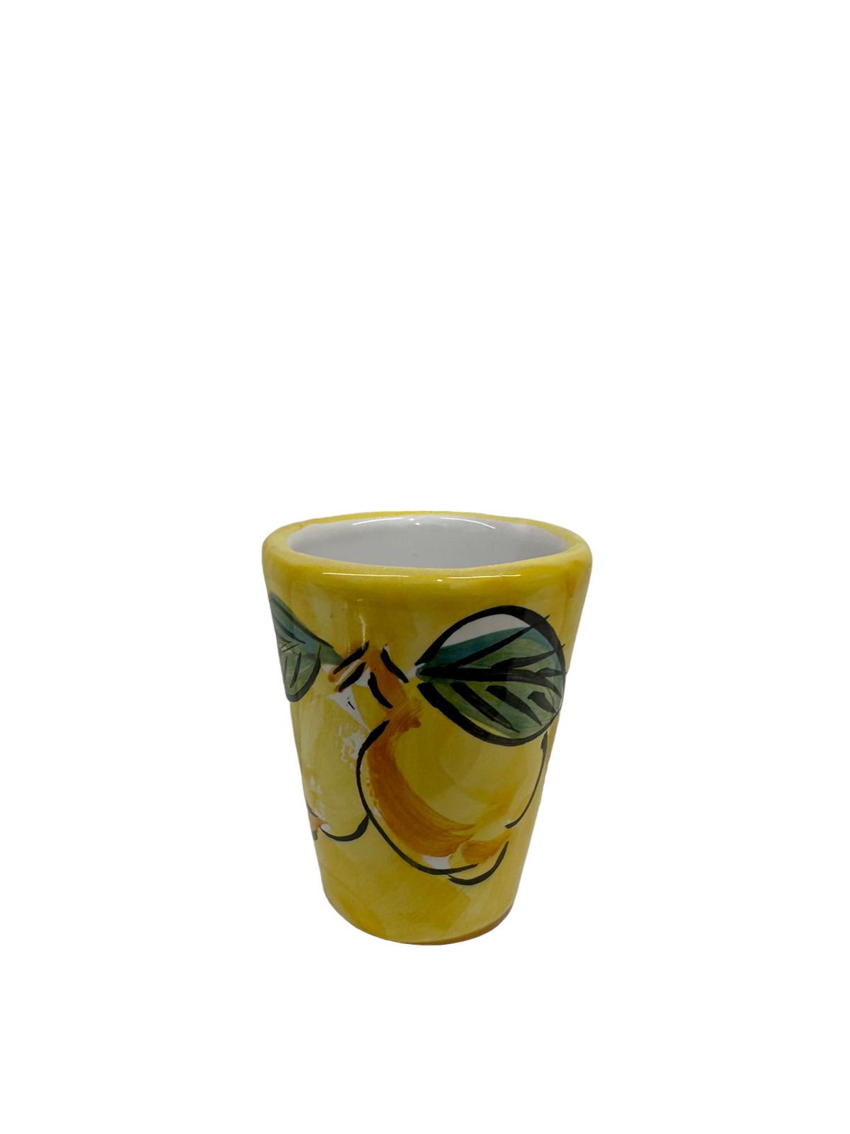 Decorated yellow ceramic glass