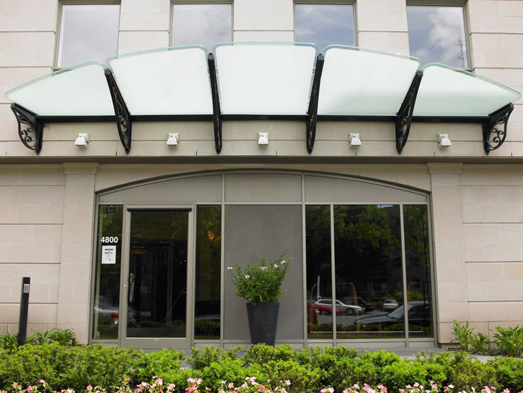 Frosted Glass Commercial Entrance Canopy