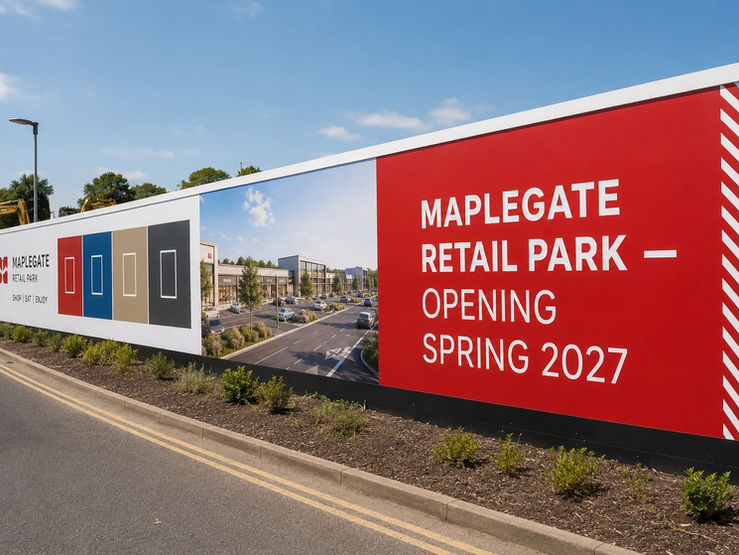Retail park hoarding sign