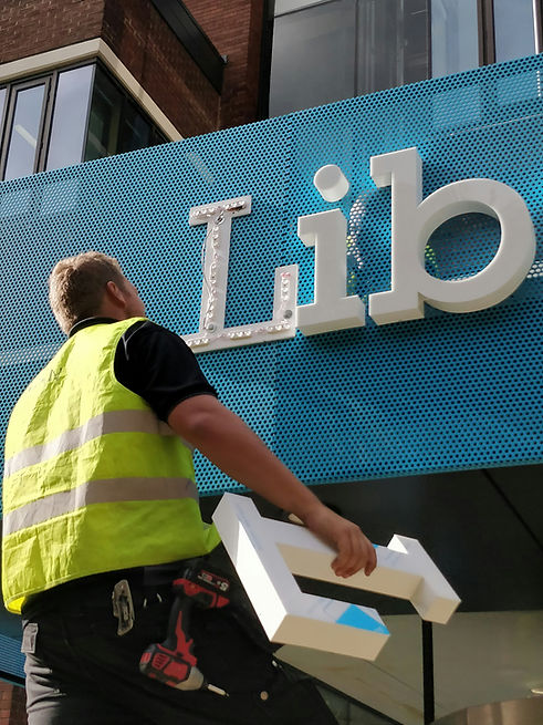 3D Letter signage being built