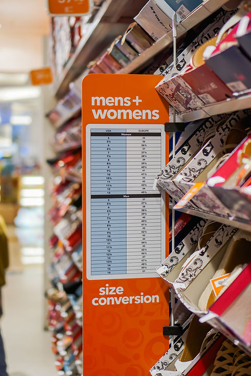 shoe shop shelf signage