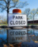park closed reflective signage