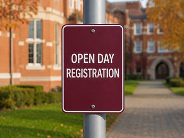 open day registration lamp post signage