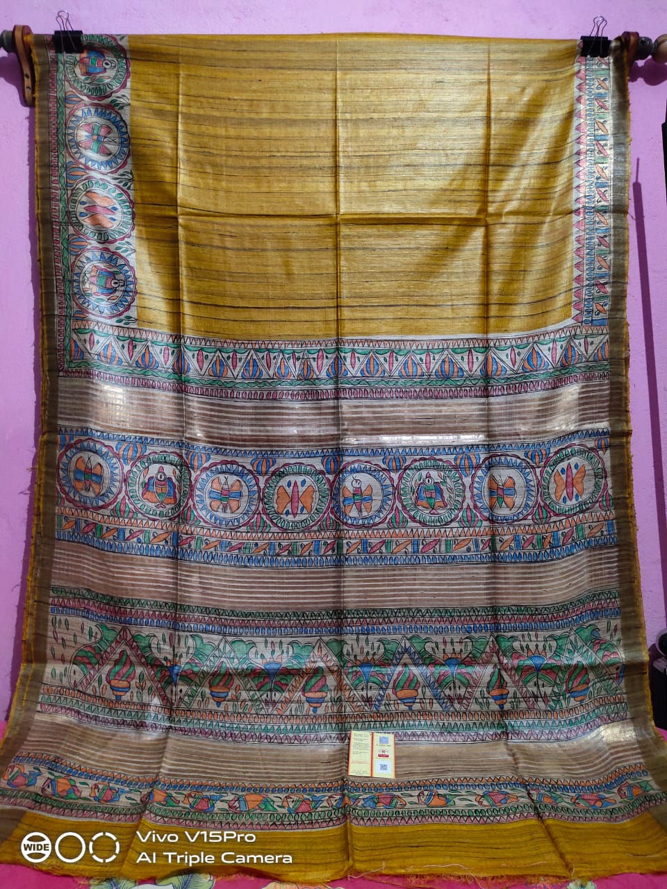 Pure Tussar Ghicha Saree, Zari Border & Pallu with Silk Mark
