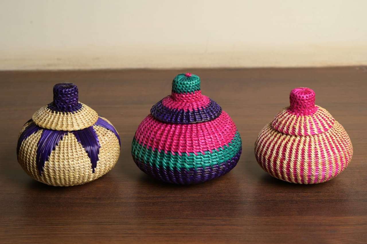 Bindi Box (Set of 3) - made of Golden Grass- 1.5 Inches