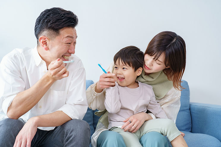 家族で歯磨き