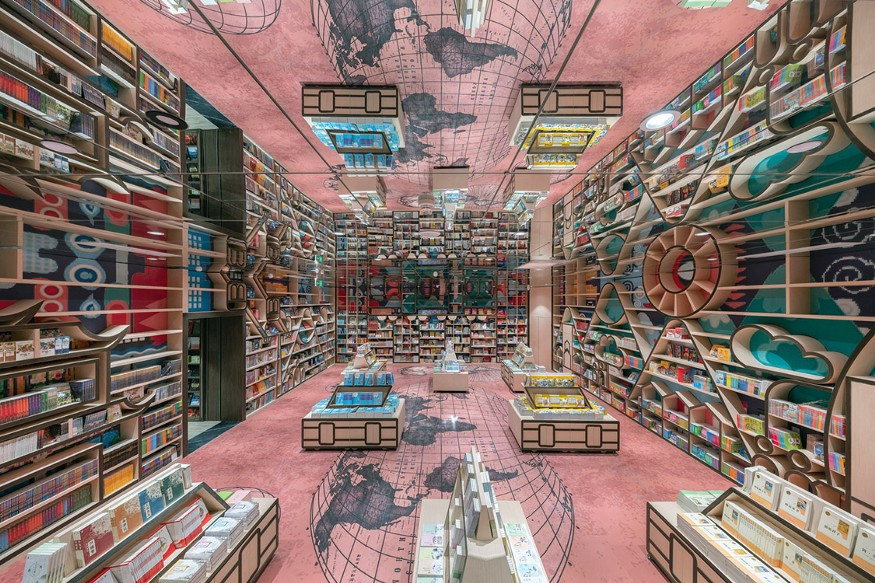 pink floored children's dept in bookstore