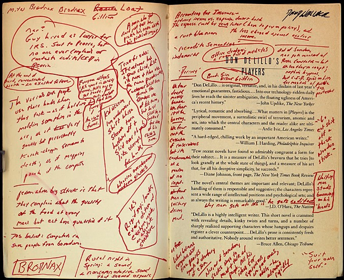 Marginalia scrawled in red ink