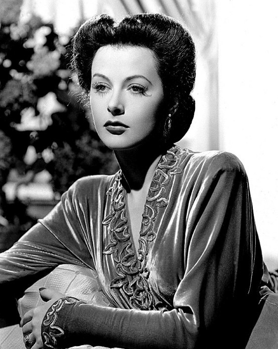Glamour photo of Hedy Lamarr in velvet gown