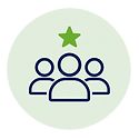Icon of three people with a star above the leader