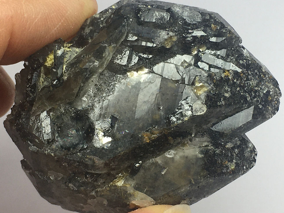 Thumbnail: Smokey Elestial Quartz With Riebeckite / Zircon