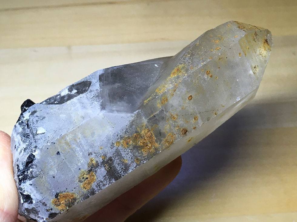 Thumbnail: Tourmalined Smokey Quartz Tessin Wand