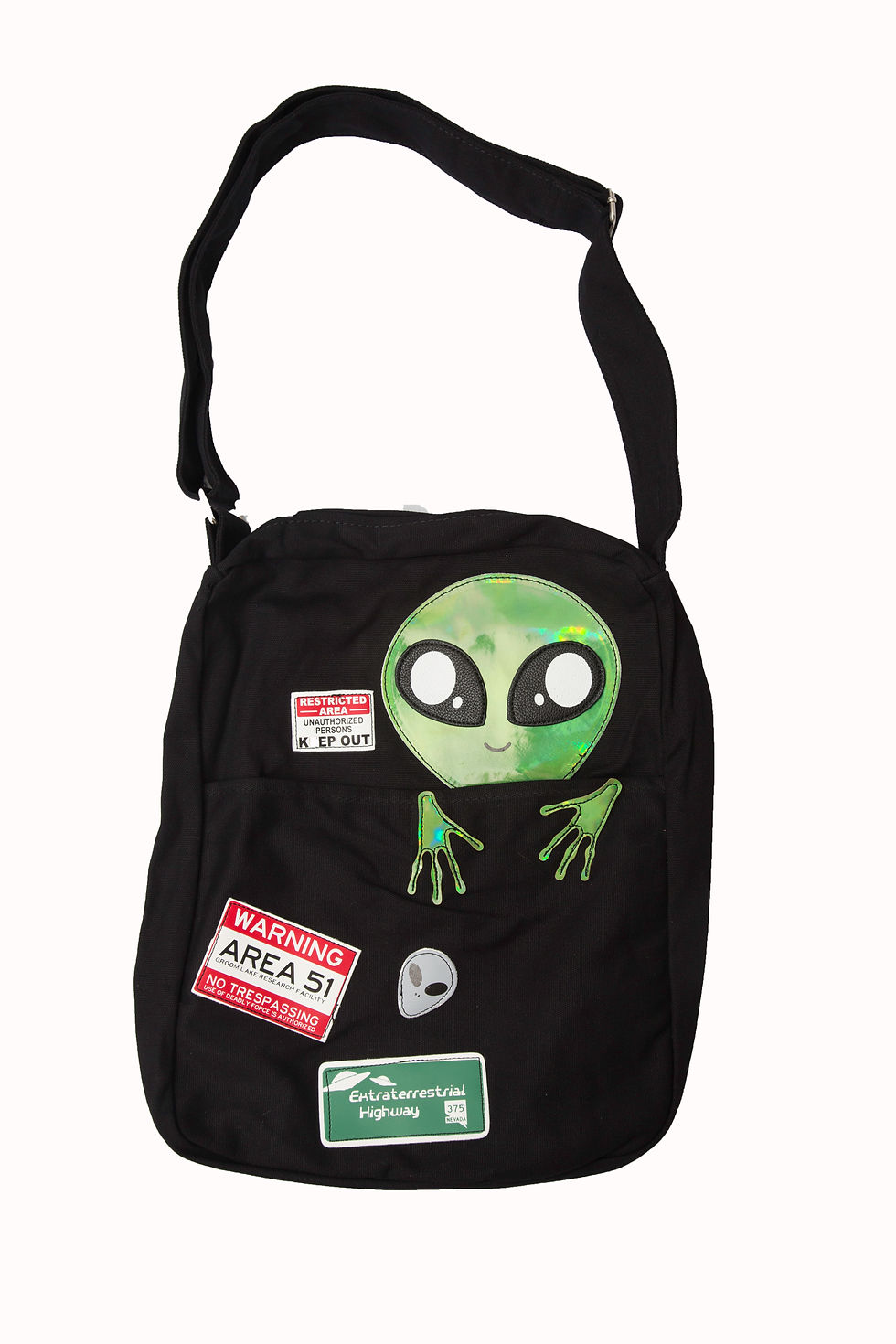 Peeking Alien Canvas Messenger Bag