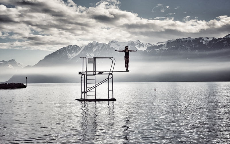 Photographie créative plongeoir Lac Léman Joëlle Bertoncini