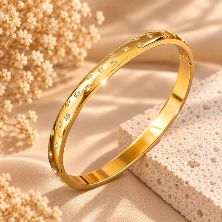 Bangle Praag | Stainless Steel Armband met Sterretjes