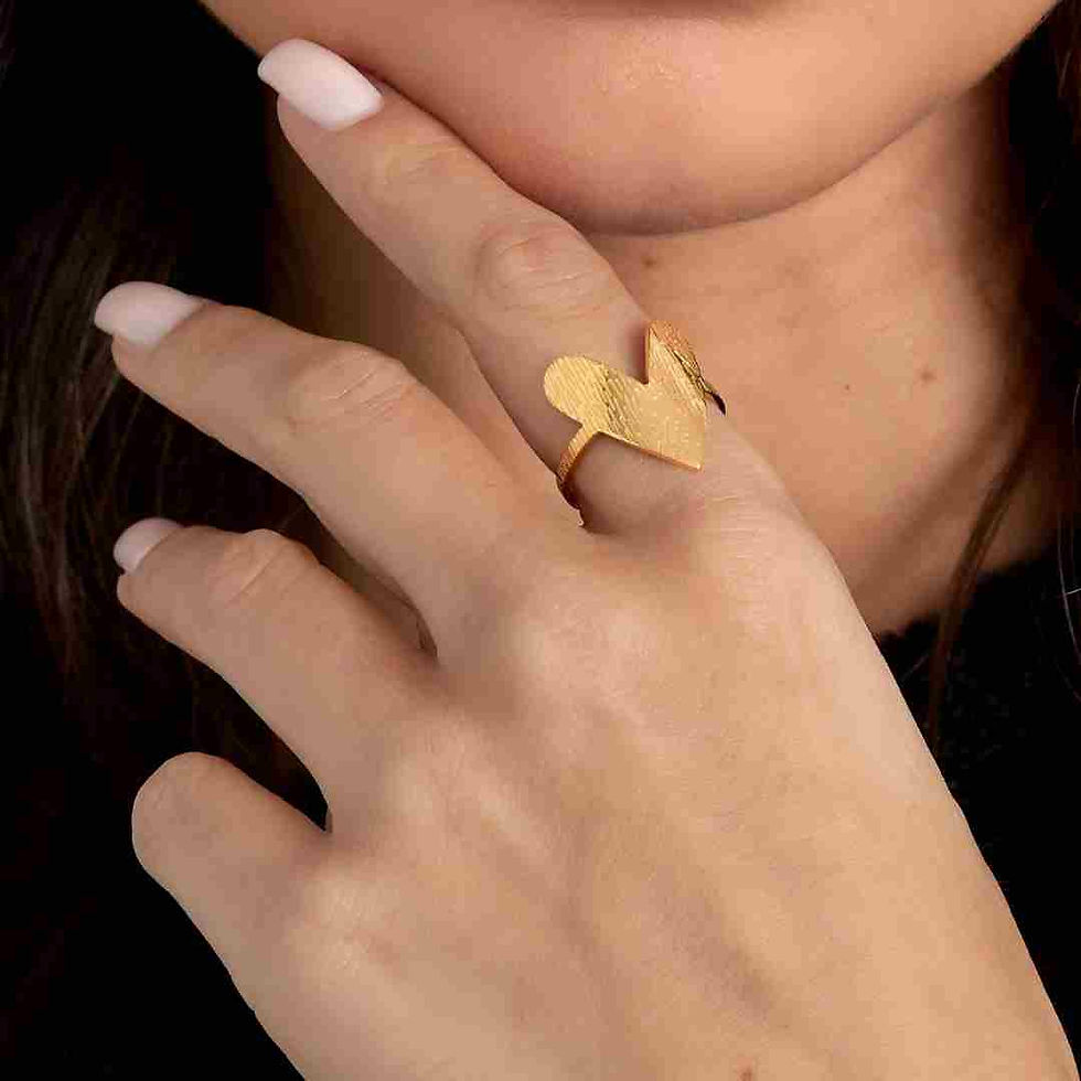 Thumbnail: Heart Ring met Fijne Structuur - Stainless Steel - Zilverkleur