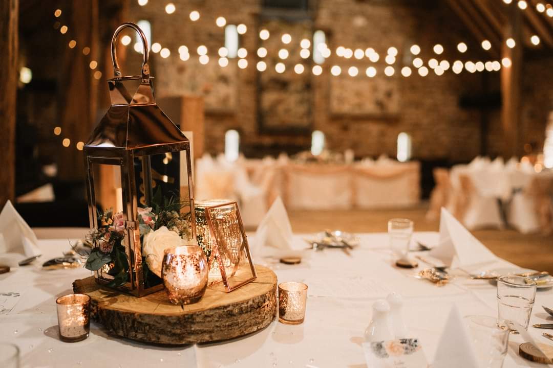 Rose Gold Mixed Quintet With Fresh Blush Pink & Ivory Florals With Greenery