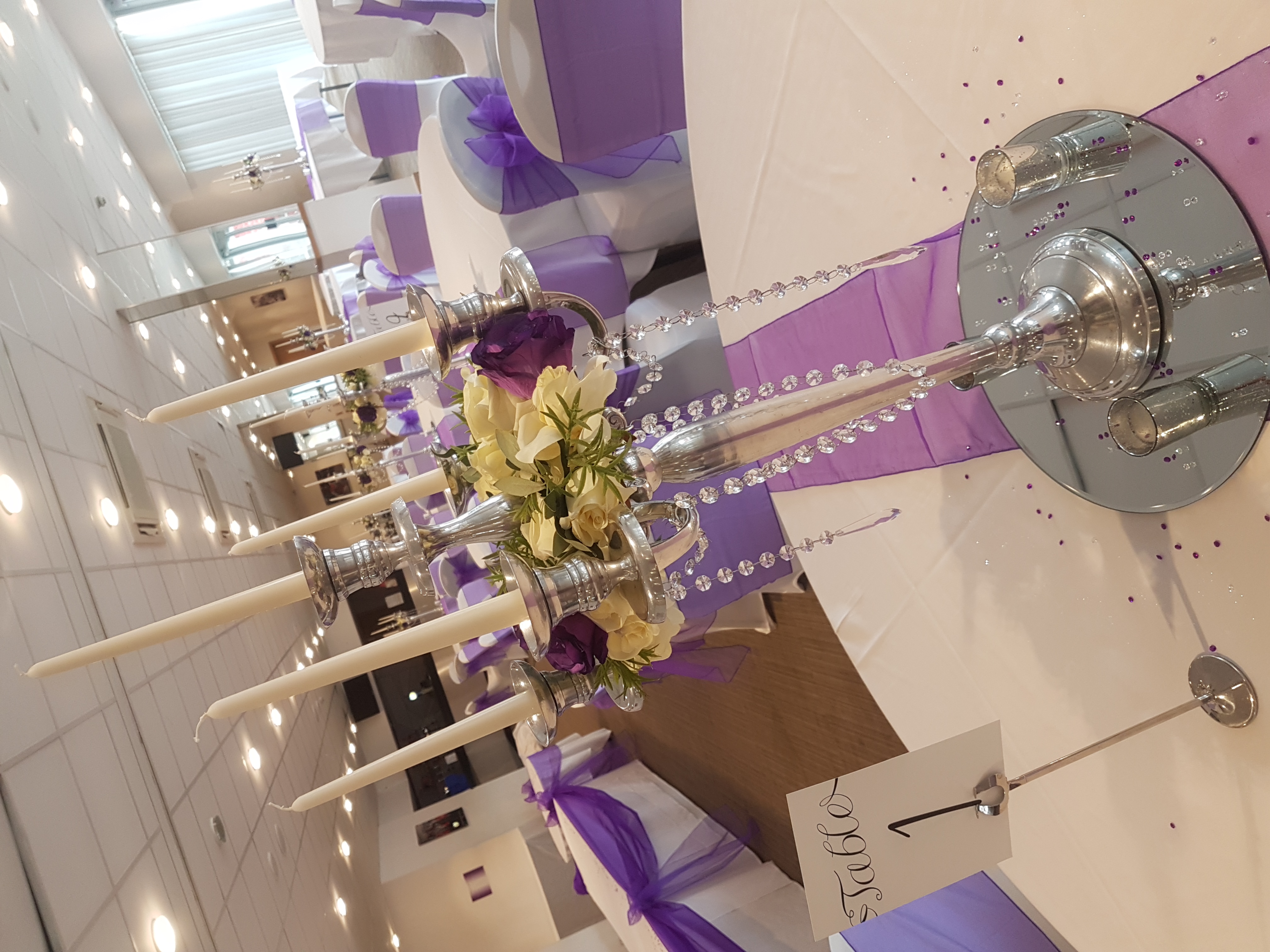 With Artificial Cream & Purple Rose Wreaths