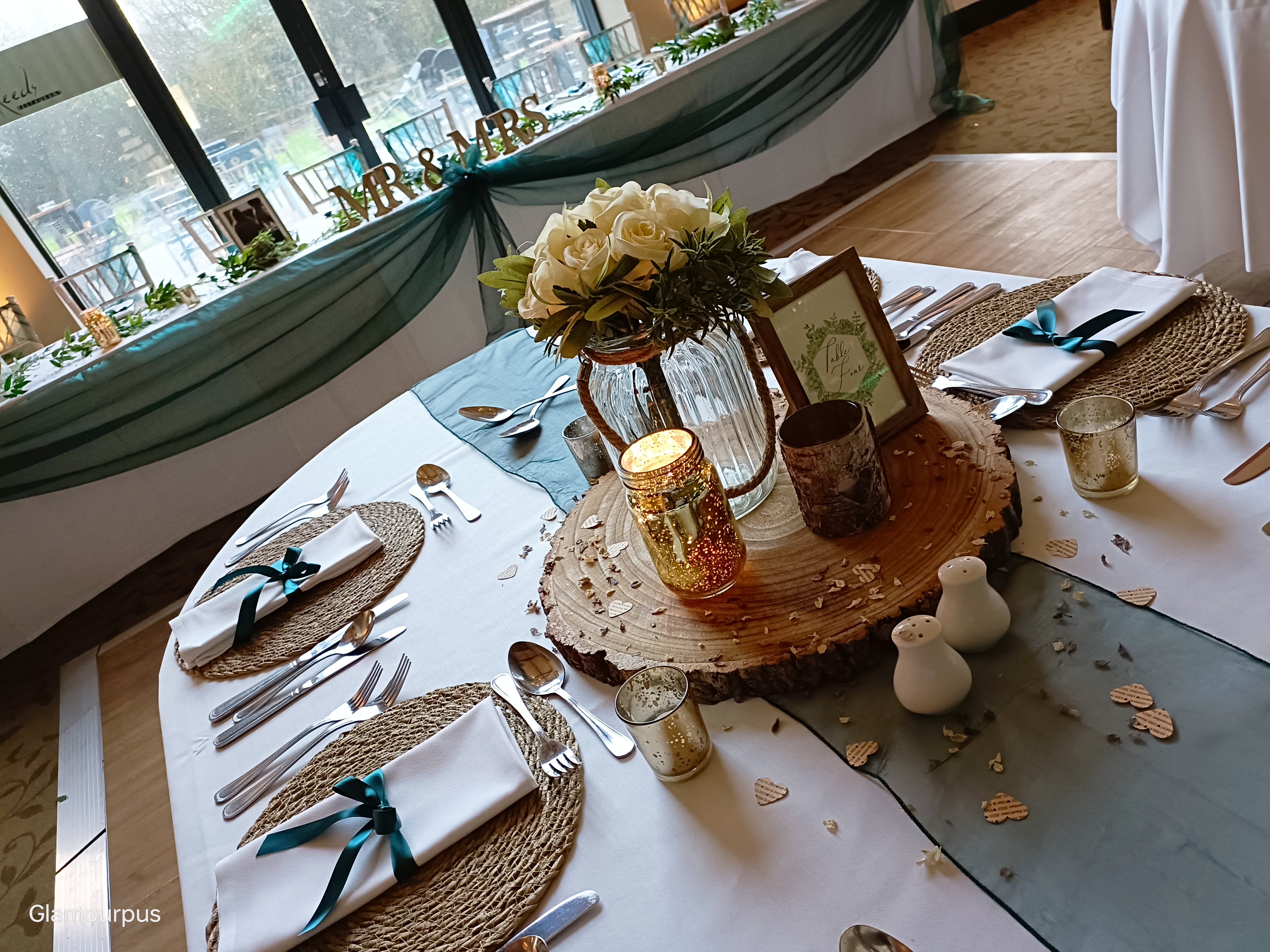 With Ivory Rose & Greenery.