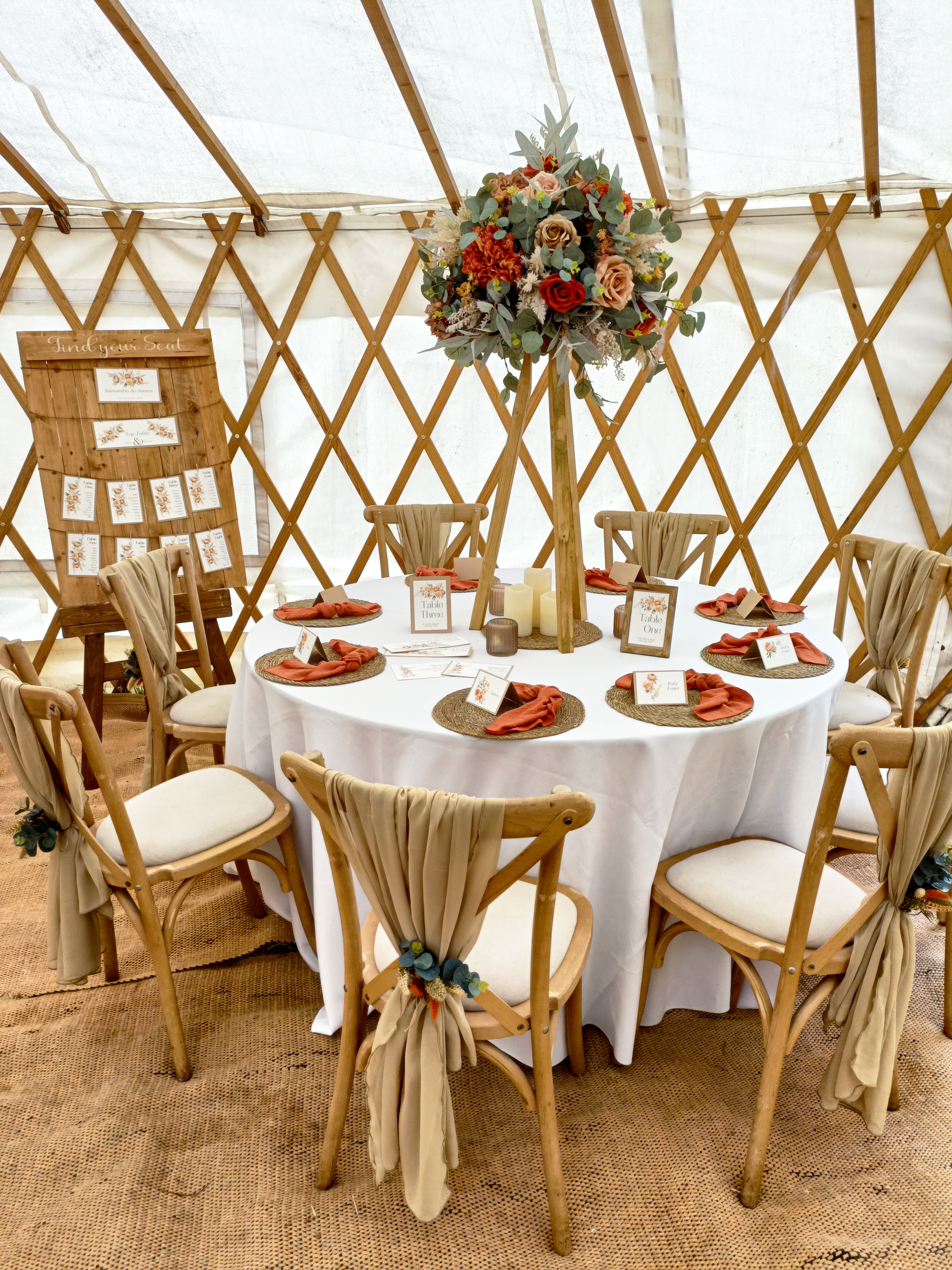 Rustic Tripod Stands With Autumn Toppers