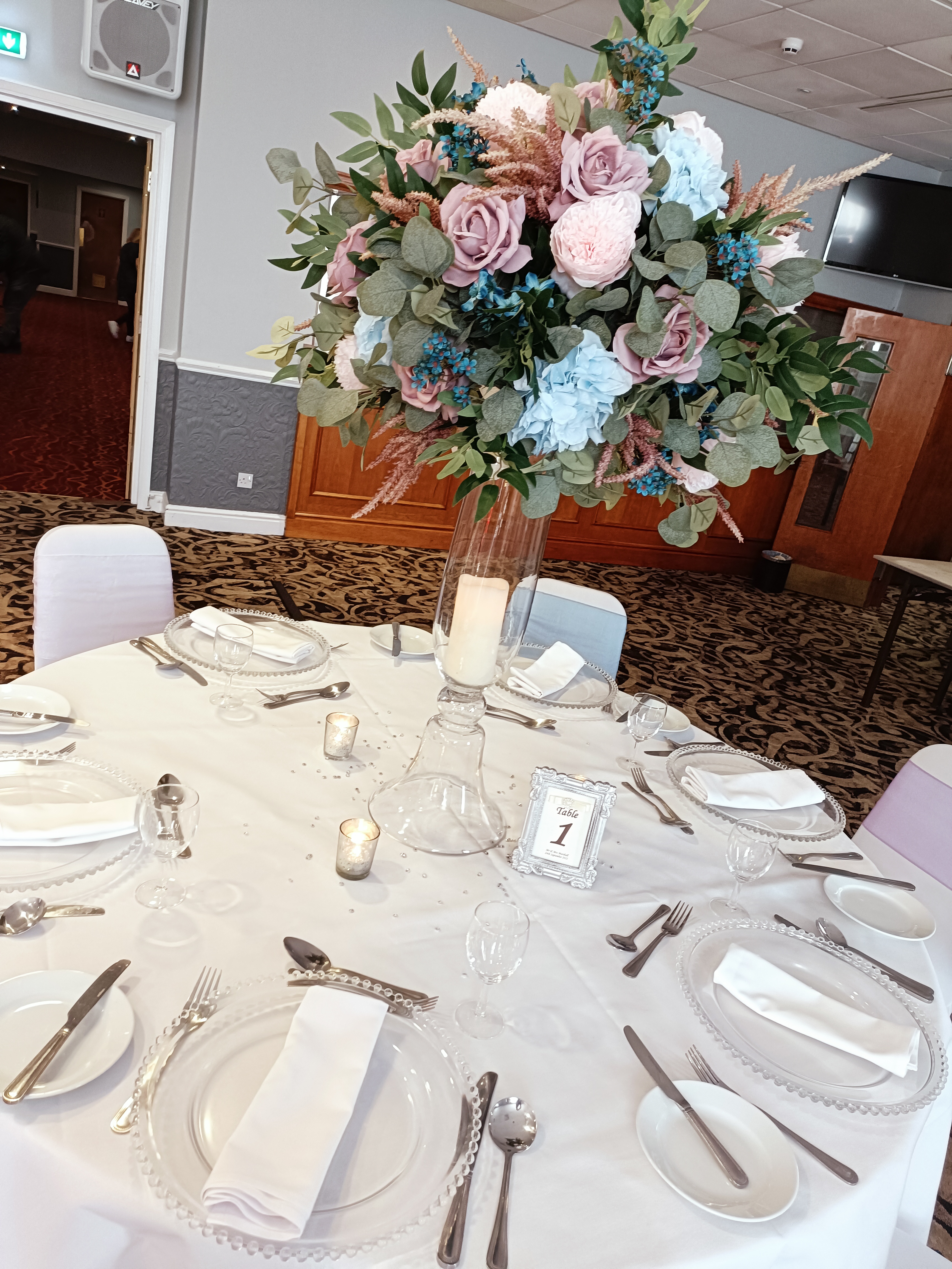 With Lilac, Blue & Pink & Greenery "Bridgerton"  Artificial Flower Bomb